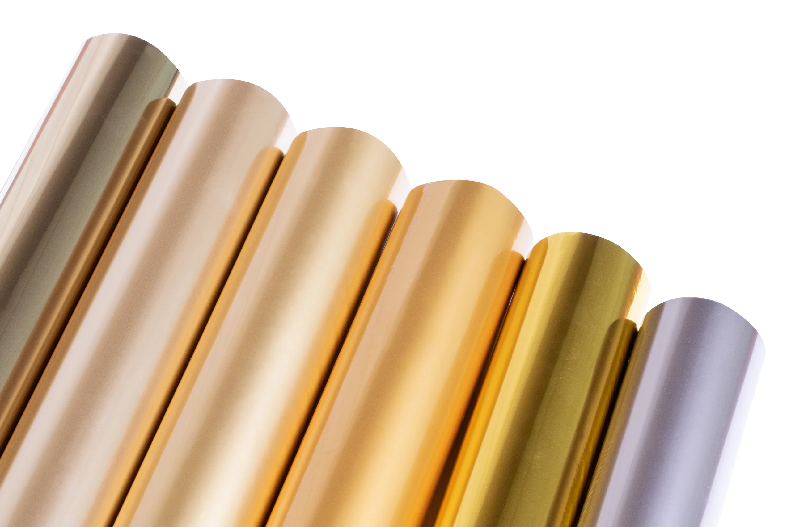Rolls of gold and champagne cold foil